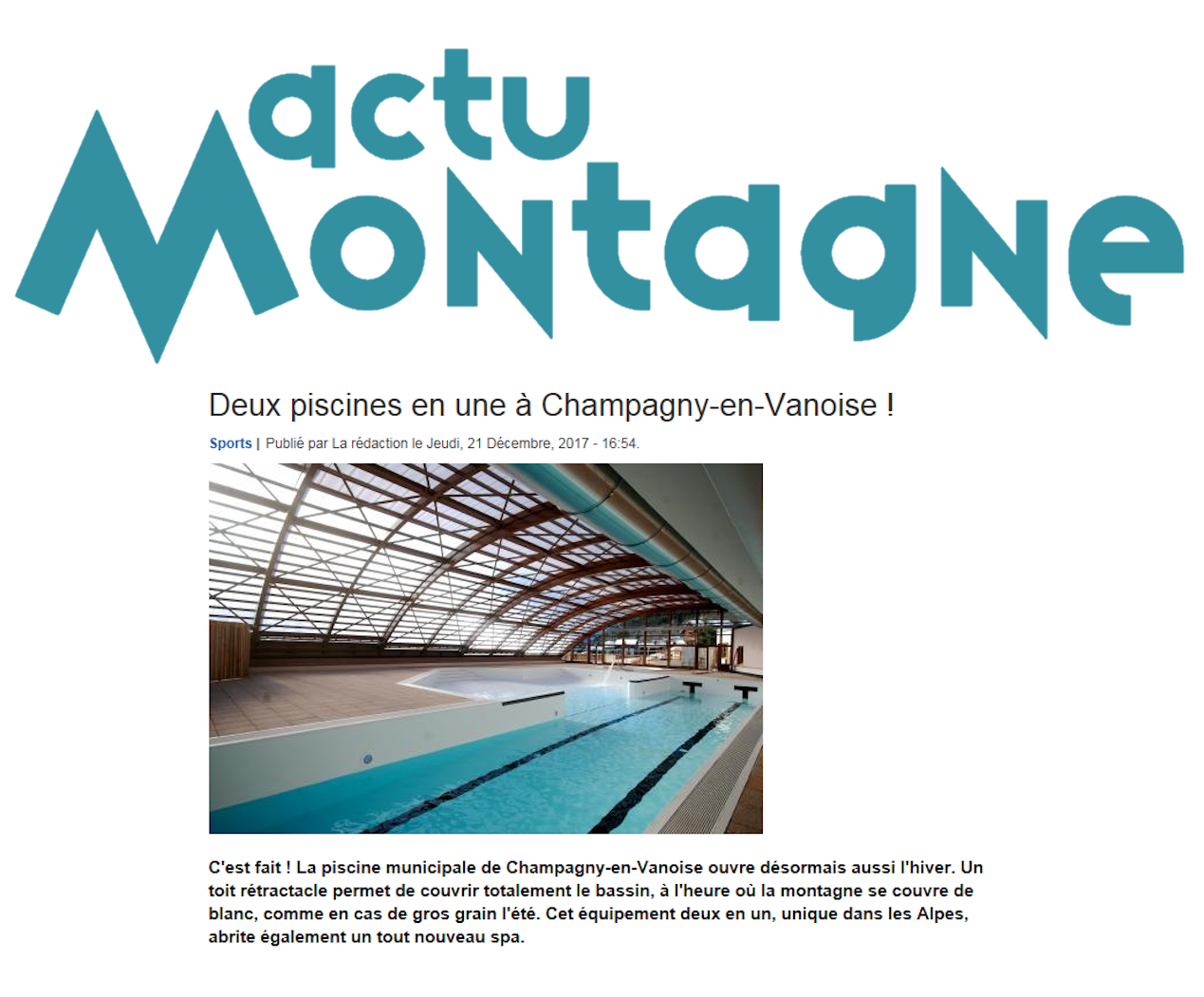 Deux piscines en une à Champagny-en-Vanoise!