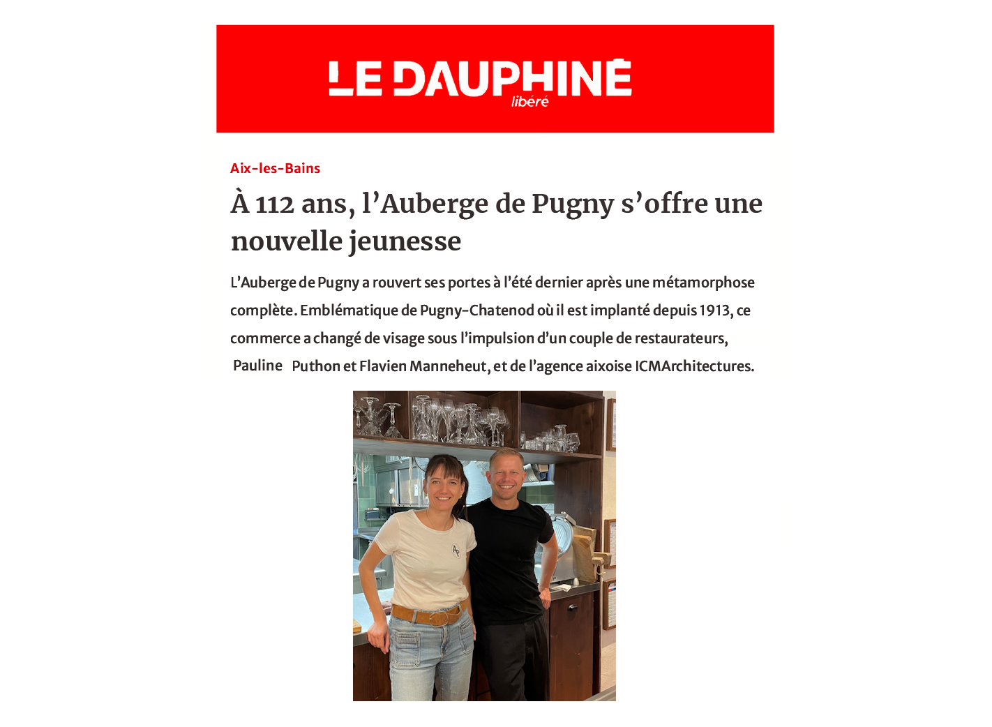 À 112 ans, l’Auberge de Pugny s’offre une nouvelle jeunesse